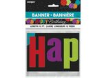 Unique Party - Bandiera "Cheer"", Happy Birthday - Foil SG24036 (Taglia Unica) (Nero/Colorato)"
