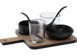 Set Da Portata Per Tapas Excellent Houseware, Bambù/Porcellana, 22X17X6,6 Cm, Marrone/Nero
