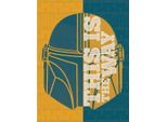 Star Wars Mandalorian - Stampa Su Tela "Half/Half"", Citazione PM9038 (80 Cm X 60 Cm) (Giallo/Blu)"