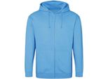 Awdis - Felpa Con Cappuccio E Zip Integrale Da Uomo PC5104 (L) (Blu Hawaiano)