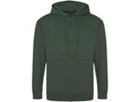 Awdis - Felpa Con Cappuccio Con Zip Integrale Da Uomo PC5104 (L) (Verde Bottiglia)