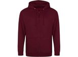 Awdis - Felpa Con Cappuccio E Zip Integrale Da Uomo PC5104 (S) (Borgogna)