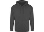 Awdis - Felpa Con Cappuccio E Zip A Tutta Lunghezza Da Uomo PC5104 (L) (Grigio Acciaio)