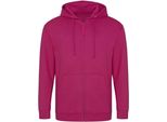 Awdis - Felpa Con Cappuccio E Zip Integrale Da Uomo PC5104 (L) (Rosa Brillante)