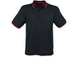 Henbury - Polo Con Righe A Contrasto Da Uomo PC5901 (Xs) (Nero/Rosso)