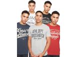 Crosshatch - Maglietta "Luckmoore"" Da Uomo (Confezione Da 5) BG1300 (S) (Bianco/Arancione/Nero/Grigio/Blu)"