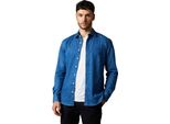 Burton - Camicia Da Uomo A Maniche Lunghe BW1722 (L) (Blu Medio)