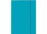 Cartella Esselte A4 253, Triplice, Cartone Lucido, Elastico Verticale, Azzurro, 10 Pz