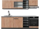 Vicco Cucina Componibile R-Line, 240 Cm , Pt Marmo, Quercia Dorata/Antracite