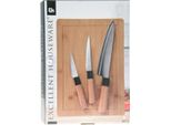 Set Di Coltelli Excellent Houseware Con Tagliere, Acciaio Inossidabile/Bambù, Argento/Marrone