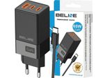 Beline 65W Gan 2Xusb-C Pd 3.0 + 1Xusb-A Qc 3.0 + Cavo USB-C - Nero