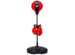 Costway Punching Ball 81-123 Cm Regolabile In Altezza, Set Da Boxe Indipendente, Set Di Sacchi Da Boxe Con Guantoni Da Boxe E Pompa A Mano, Per Bambini E Ragazzi Rosso