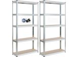Set Di 2 Scaffali Per Carichi Pesanti Arebos 180X90X30 Cm | 875 Kg | 5 Ripiani In Mdf, Zincati