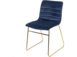 Sedia, Rivestimento In Velluto Blu/Oro/Metallo, 45X55X80 Cm Imbottitura: Schiuma E Compensato