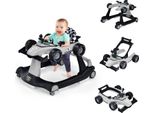 Costway 4 In 1 Girello Per Bambini Con Altezza E Velocità Regolabili, Carrello Per Bambini Con Cuscinetti Antiscivolo, Girello Pieghevole Con Ruote Universali, Carillon E Luce Per Bambini Da 6 A 18 Mesi (Grigio)
