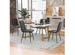 Flieks Set Da Pranzo 5 Pezzi, Tavolo Da Cucina Set Sala Da Pranzo Gruppo Di Sedute, Tavolo Da Pranzo Con 4 Sedie, Tavolo Da Pranzo Rettangolare 117X68X75Cm Con Set Di 4 Sedie Da Pranzo In Velluto, Grigio