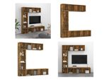 Vidaxl Set 3 Pezzi Libreria / Mobile Tv Rovere Fumé 180X30X180 Cm - Libreria - Librerie - Libreria - Scaffale A Muro