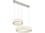 Globo Lighting Lampada A Sospensione In Metallo Cromato, Cristalli K5 Trasparenti, Anello Cromato, Cavo In Pvc Trasparente, Dimmerabile, Diversi Livelli Tramite Interruttore A Parete, Colori Fissabili, Funzione Memoria, Luce Notturna, Altezza Riducibile, Telecomando, Batterie Incluse 2X Aaa, Lxpxh: 630X500X1200Mm, Dimensioni Anello: 1 X 50 Cm E 30 Cm Ciascuno, Incl. Led 80W 230V, 850-9280Lm Sorgen