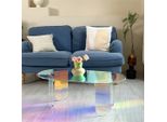 Wisfor Tavolino Da Salotto In Acrilico, Tavolino Con Tappetino In Pvc, 95 X 50 X 36 Cm