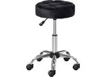 Homcom Sedia Da Salone Con Ruote Sgabello Roll Regolabile In Altezza Girevole Sgabello Da Salone In Schiuma Velvet Touch Base Cromata Nero 35 X 35 X 49-61 Cm
