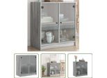 The Living Store Mobile Laterale Con Ante In Vetro Grey Sonoma 68X37X75,5 Cm