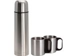 Set Thermos E Due Tazze Excellent Houseware, Acciaio Inossidabile, 1 L, Argento
