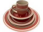 Koopman Excellent Houseware Set Di Stoviglie Da 16 Pezzi - Roma, Vetroceramica, Bianco/Rosso