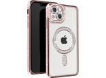 Avizar, Custodia Diamantata Per Iphone 13 - Protezione Magsafe Con Bordo In Strass, Oro Rosa