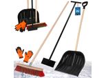 Kotarbau® Set Pala Da Neve Con Manico In Legno 142,5 Cm Scopa Stradale Con Manico 43 Cm Raschietto Per Ghiaccio 119 X 20 Cm + Guanti Pala Da Neve Togli Neve