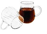 Set Di 2 Bicchieri Riffle Da 350 Ml - Bicchieri Da Tè E Caffè Con Manico In Vetro Borosilicato