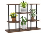 Outsunny Portapiante A 4 Livelli, Portafiori Alto 61,5 Cm Per Interni Esterni, Portapiante In Legno, Portafiori A Più Livelli, Portavaso Per Soggiorno, Giardino, Balcone, Carbonizzato
