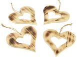 Cuori In Legno Cuore Nel Cuore Decorazione Appendino Rustico 15×15 Cm Set Di 4