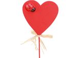 Spilli A Forma Di Cuore In Legno Rosso Con Coccinella, Set Da 16, Decorazione, 16 Pezzi