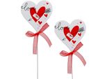 Fiore Spilla Cuore Bianco Fiocco 7Cm 12 Pezzi Decorazione Matrimonio