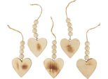 Set Di Appendini Per Decorazione Cuori In Legno - 6 Pezzi - Decorazione Cuori Naturali 8Cm