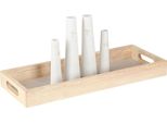 Vassoio Decorativo In Legno Mini Vasi In Ceramica Bianco Oro Set