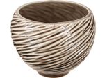 Ciotola Decorativa Vaso Da Fiori In Ceramica Beige Marrone Ø15Cm Set Di 2