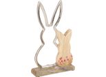 Decorazione Pasquale Madre Coniglietto Argento Natura Legno 26,5Cm