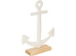 Decorazione Da Tavolo Ancora Bianca Natura Marittima Legno 20X5X26Cm