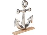 Ancora Decorativa In Metallo Legno Argento Marittima 31Cm Decorazione Estiva