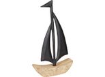 Barca A Vela Decorativa In Legno Metallo Natura Nera Nautica 30,5Cm