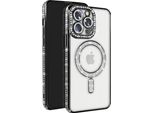 Avizar, Custodia Diamond Per Iphone 13 Pro Bordo Strass Magsafe, Argento