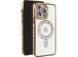 Avizar, Custodia Diamantata Per Iphone 13 Pro Magsafe Con Bordo Strass, Oro