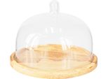 Campana Di Vetro Decorazione Piatto In Legno Campana Di Formaggio Ø22Cm H16,5Cm Decorazione Da Tavolo