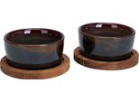 Excellent Houseware Set Da Portata Per Tapas, Vetroceramica/Legno, 9X3,5 Cm, Marrone