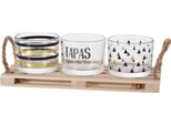 Excellent Houseware Set Da Portata Per Tapas, Legno/Vetro, 23X9X1,5 Cm, Marrone/Nero