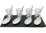 Excellent Houseware Set Da Portata Rotondo Per Tapas, Ardesia/Porcellana, 30X15 Cm, Nero/Bianco