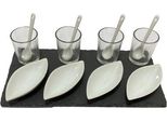 Excellent Houseware Set Da Portata Ovale Per Tapas, Ardesia/Porcellana, 30X15 Cm, Nero/Bianco