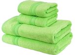 Set Di Asciugamani In Bambù, Verde 2 Pezzi 30X50 Cm, 2 Pezzi 50X100 Cm
