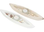 Portacandeline Marittimo Barchette Di Legno Set Decorativo Da 2 Pezzi, 2 Pezzi